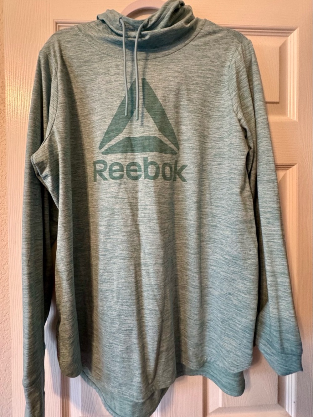 Reebok Bluish Green Mock neck/Hoodie Pullover w/thumbholes